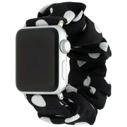 Apple Watch Armband Savara – Scrunchie – Nylon – Schwarz mit weißen Punkten