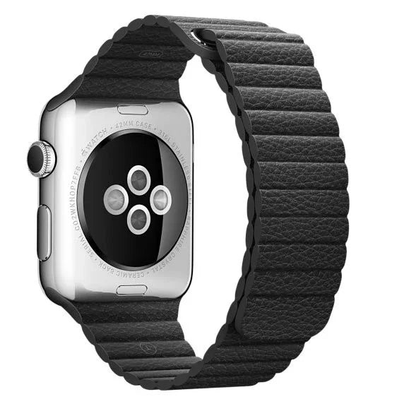Apple Watch Armband - Leder - Riffelung - Schwarz