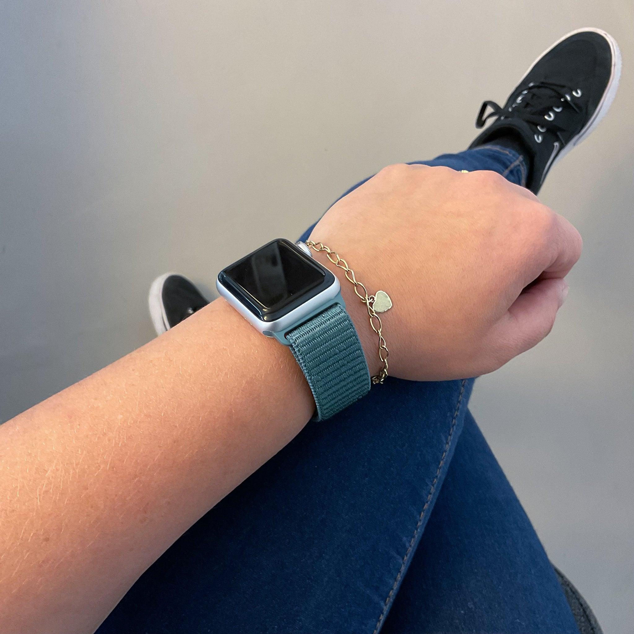 Apple Watch Armband – geflochten – Nylon – Tannengrün