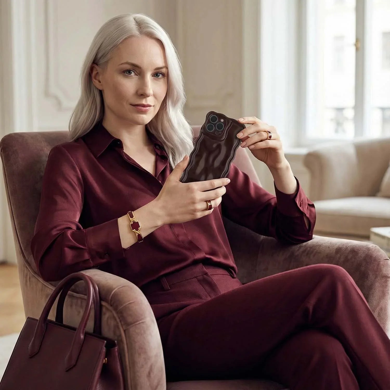 iPhone Hülle Sparkle – Bordeauxrot
