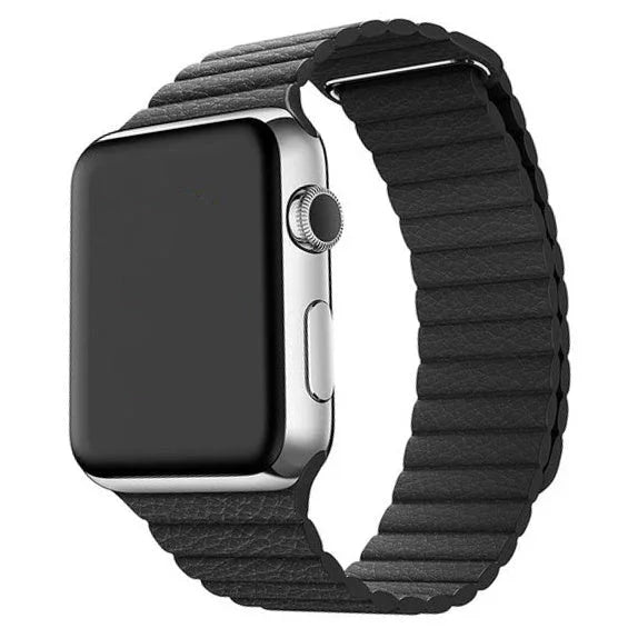 Apple Watch Armband - Leder - Riffelung - Schwarz