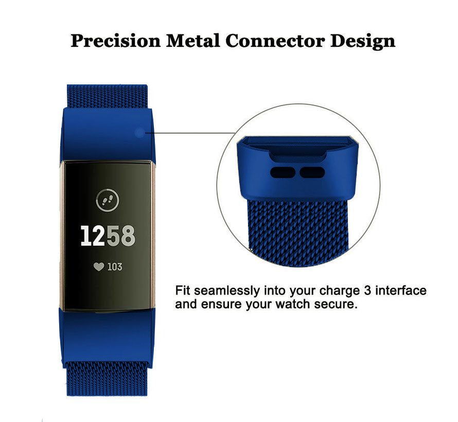 Fitbit Charge 3 & 4 Milanaise Armband - blau