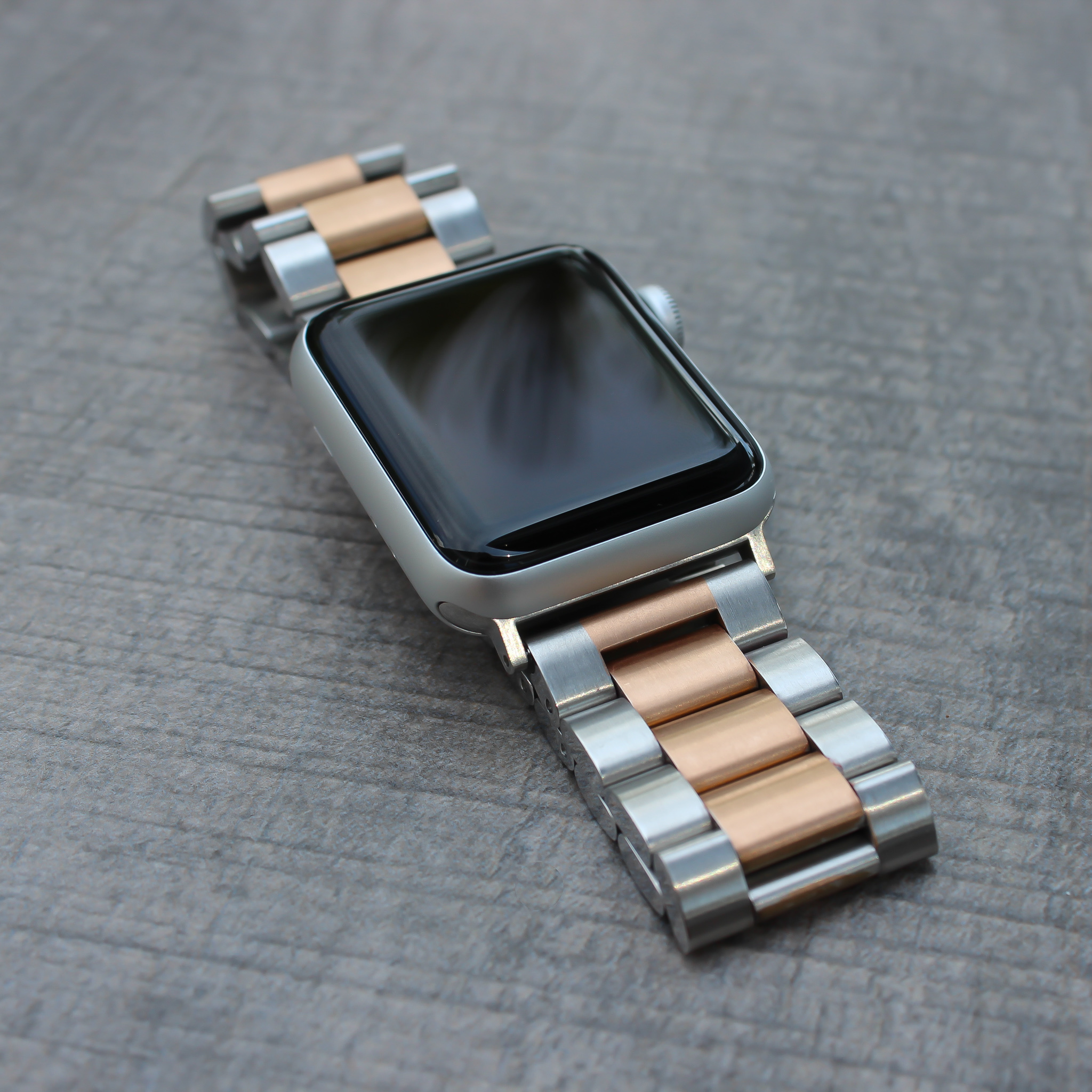 Apple Watch Perlen stahl Gliederarmband - Silber Roségold