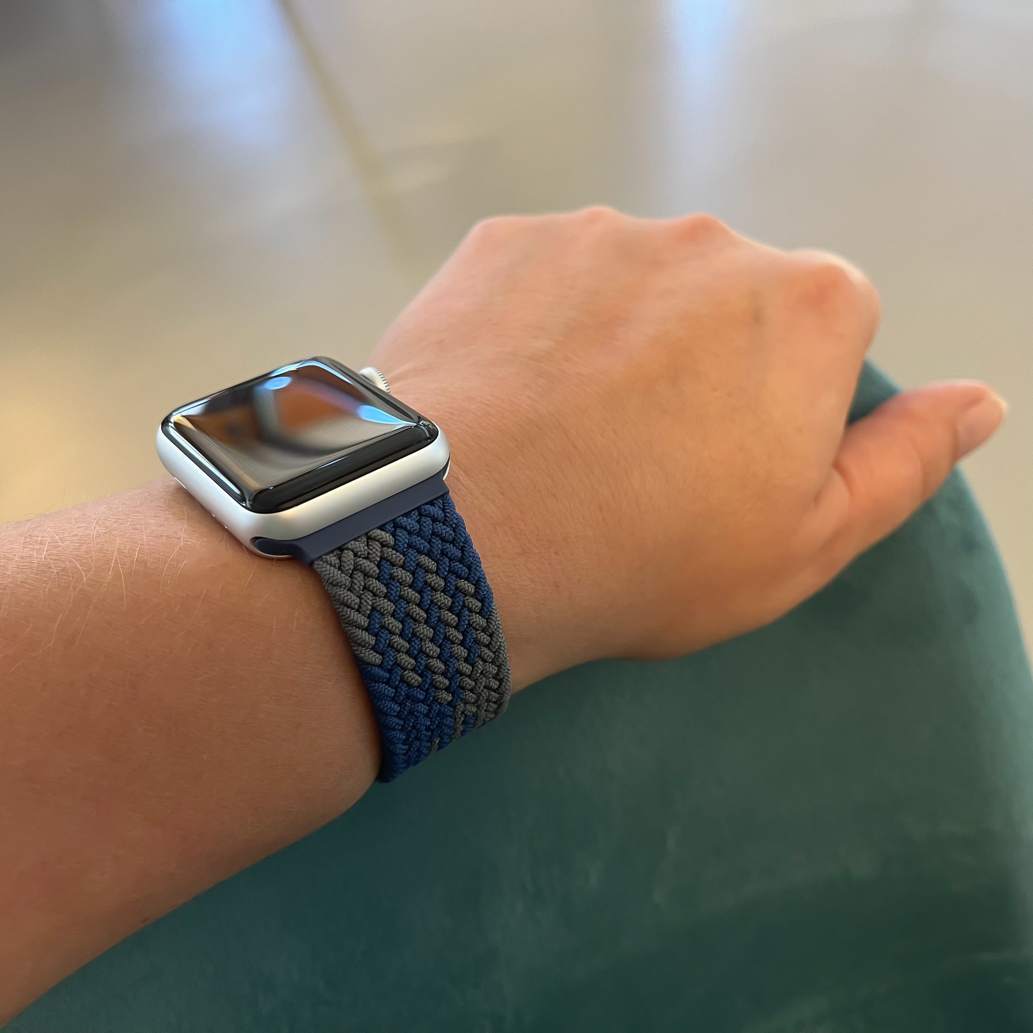 Apple Watch Nylon Geflochtenes Solo Loop - blau grün