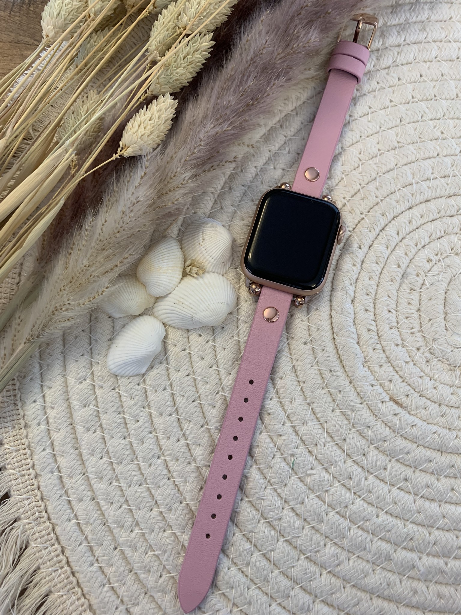 Apple Watch schlankes Lederarmband - rosa