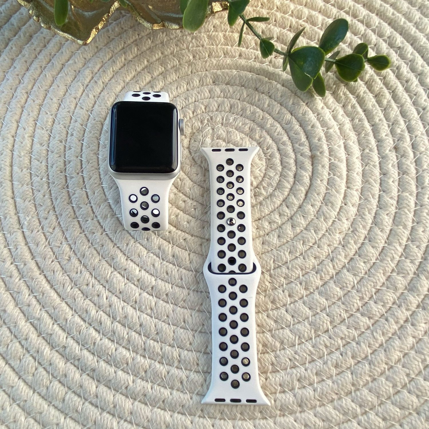 Apple Watch Doppel Sportarmband - weiß schwarz