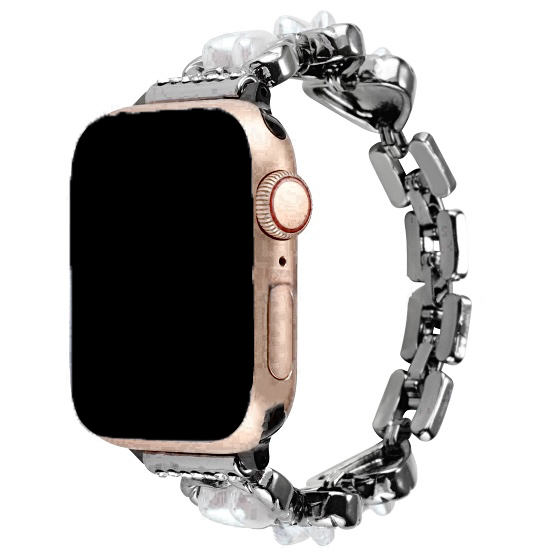 Apple Watch Herz-Stahlgliederarmband – Demi Schwarz