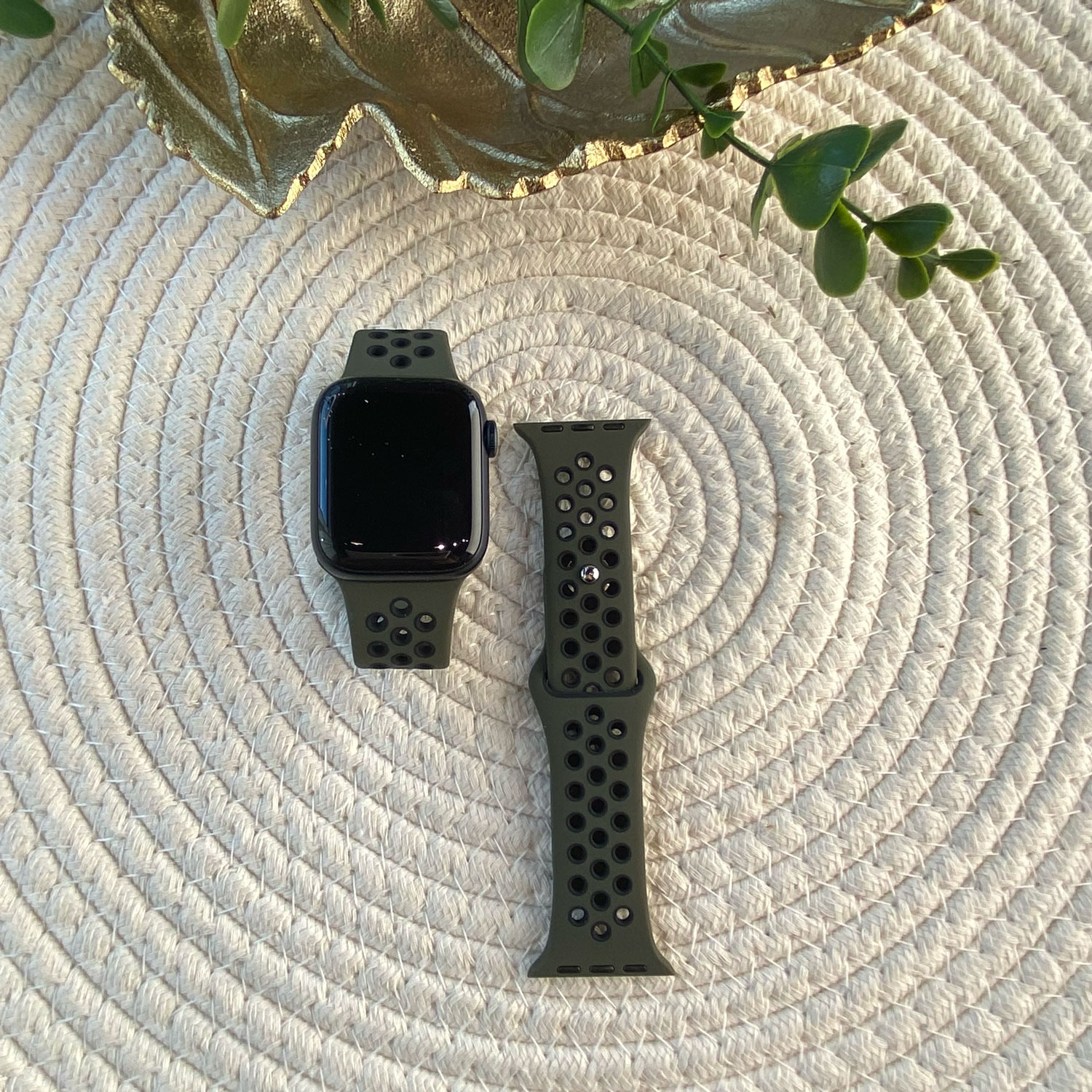 Apple Watch Doppel Sportarmband - Armee grün schwarz