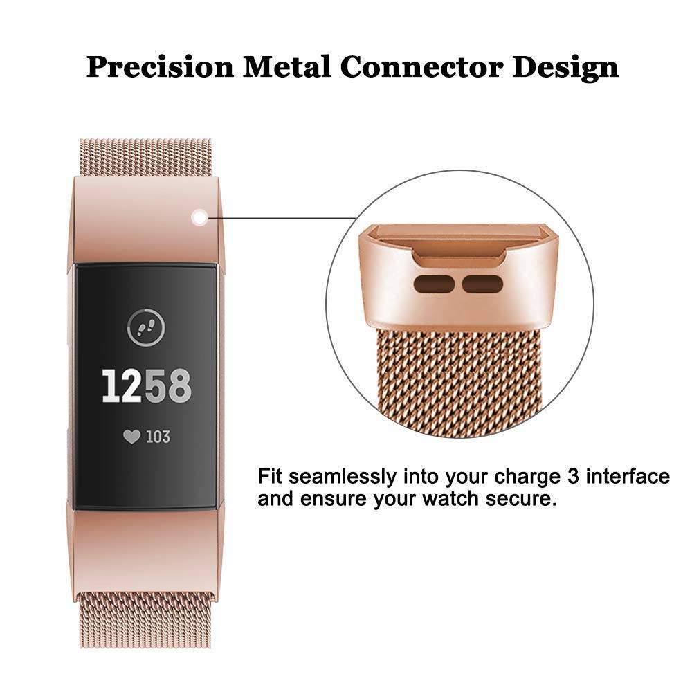 Fitbit Charge 3 & 4 Milanaise Armband - rose gold