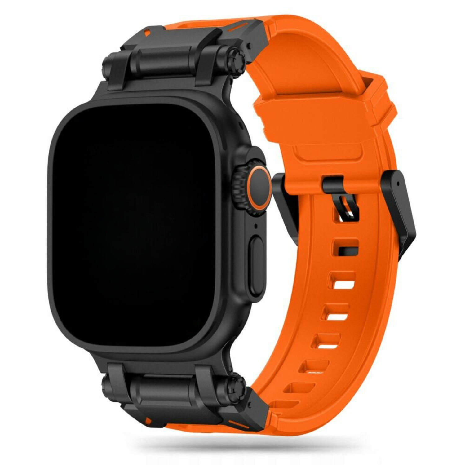 Apple Watch Robustes Silikonarmband Robust - Orange Schwarz