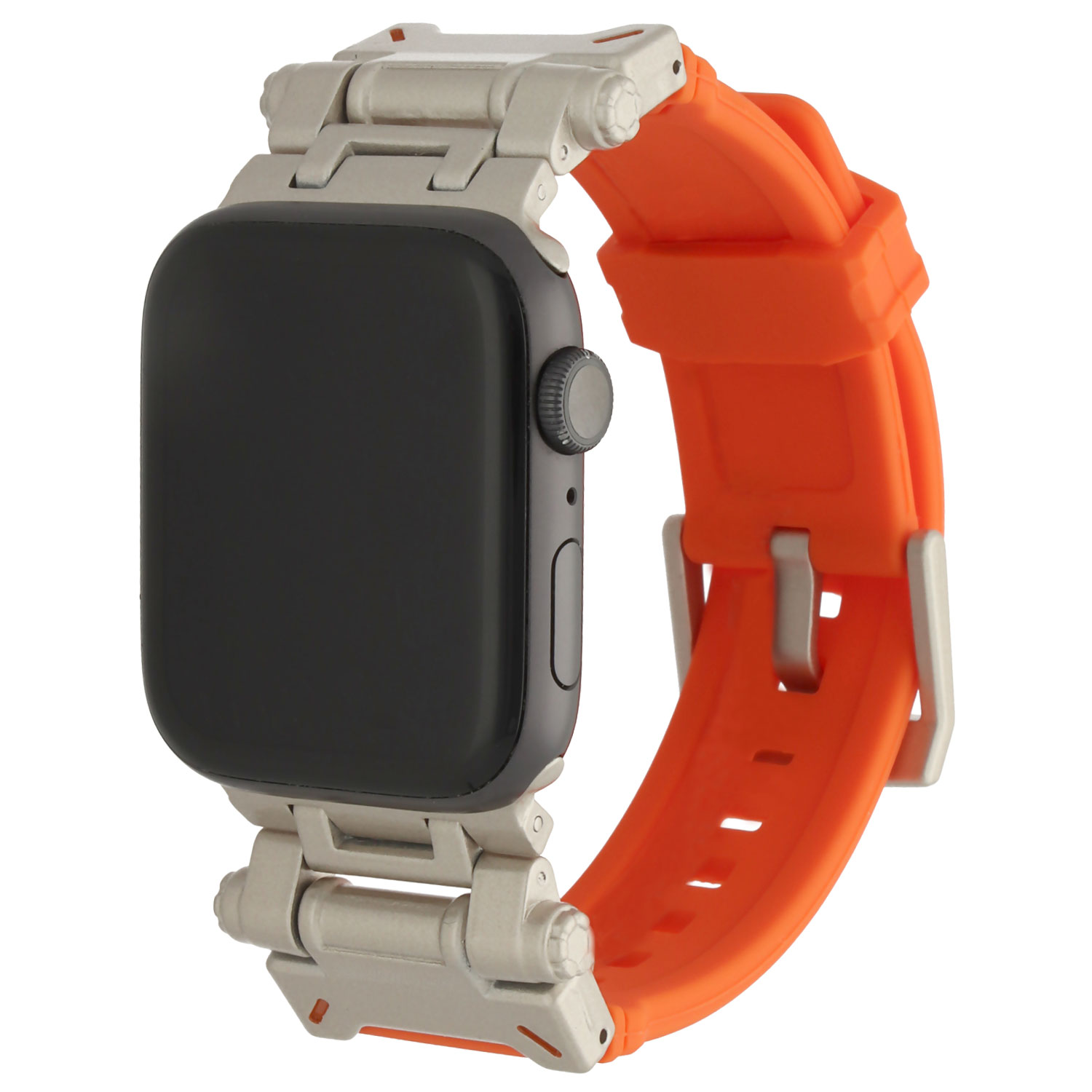 Apple Watch robuuste silicone Robust band - Oranje Zilver - 7440850318307 - 123watches