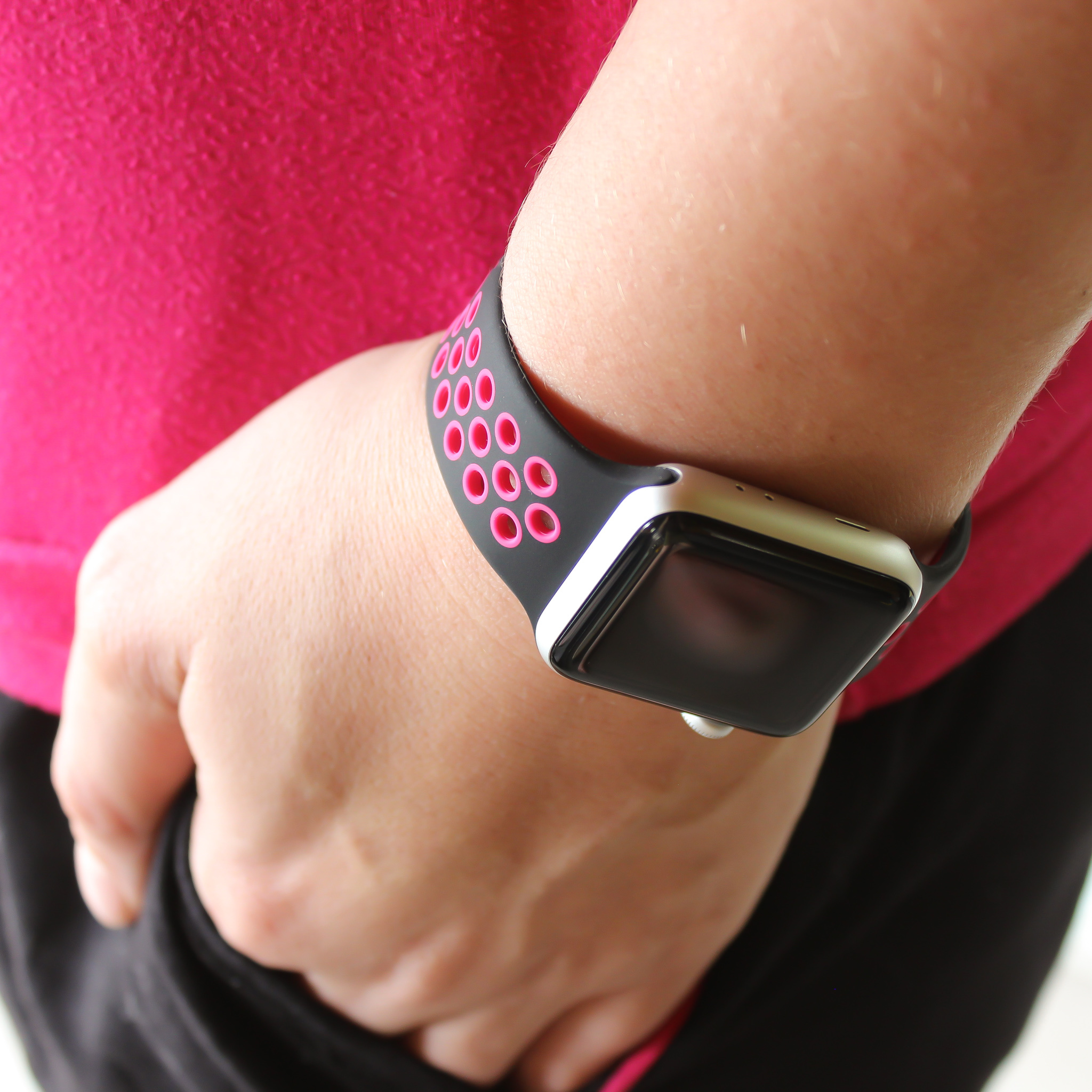Apple Watch Doppel Sportarmband - schwarz rosa