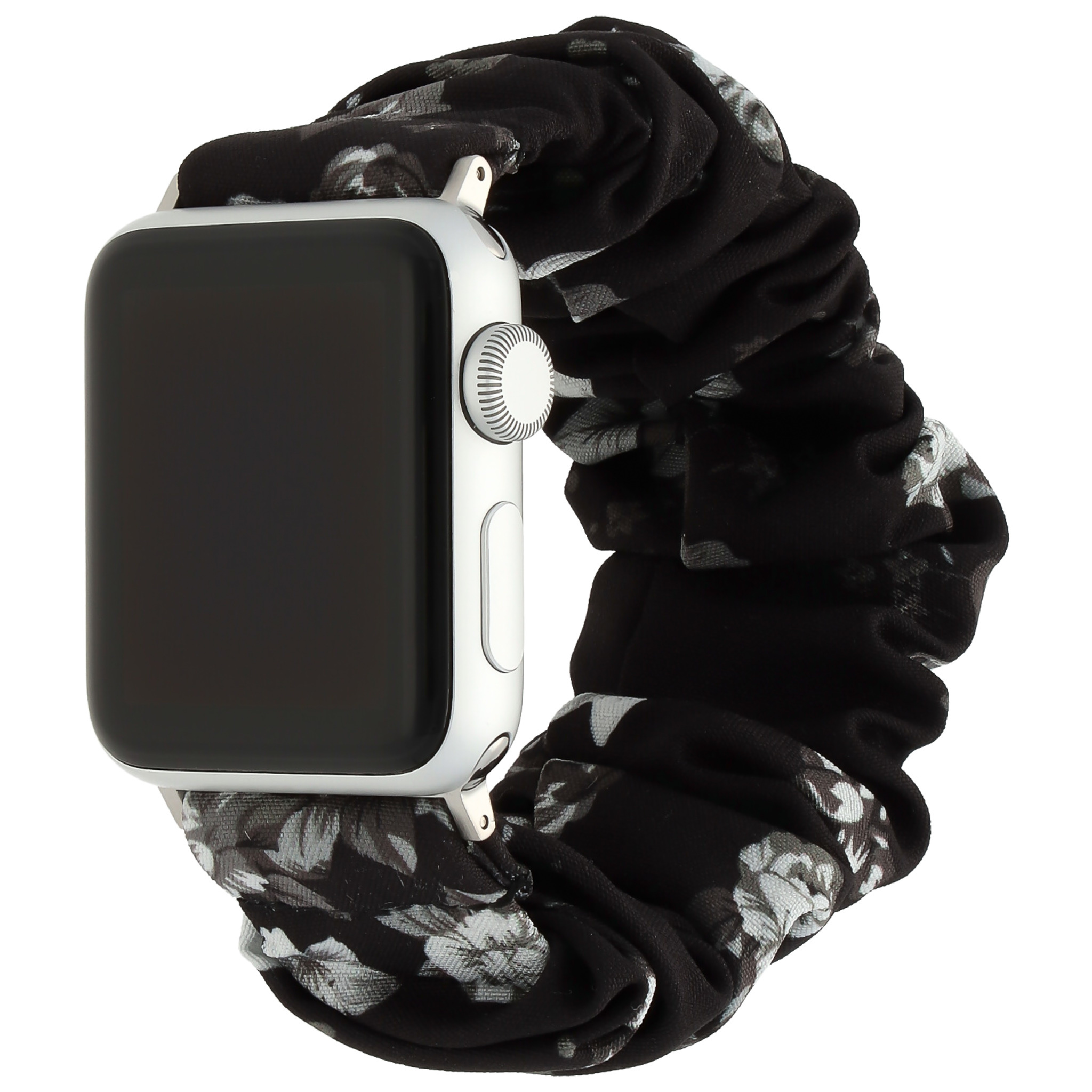 Apple Watch Nylon Scrunchie Armband - schwarz mit Rosen