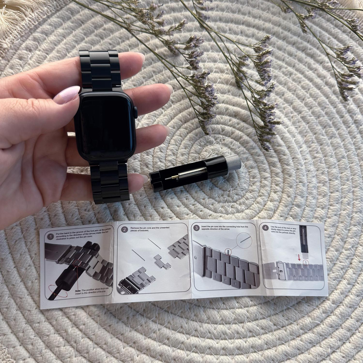 Apple Watch Perlen stahl Gliederarmband - schwarz