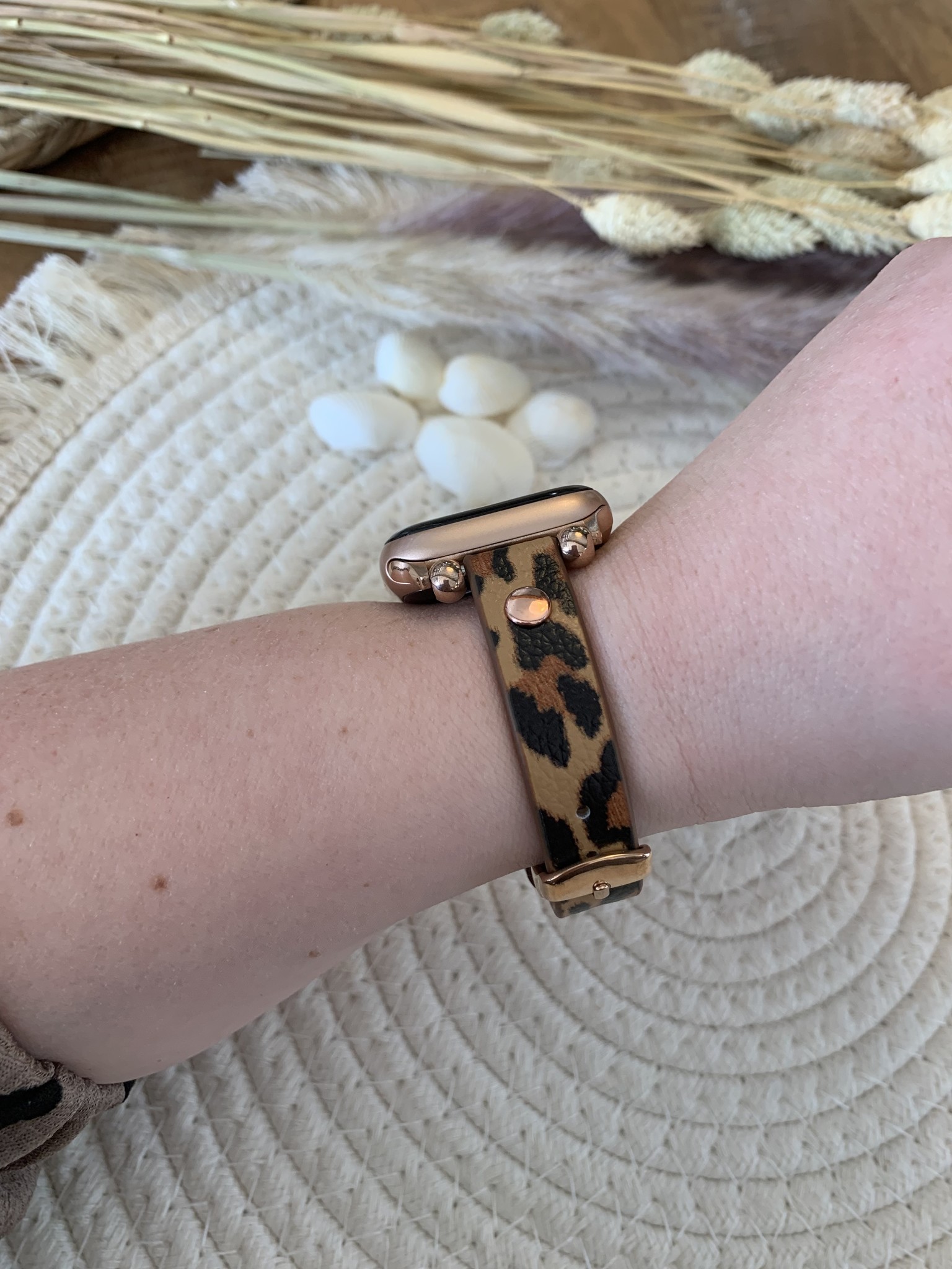 Apple Watch schlankes Lederarmband - Leopard