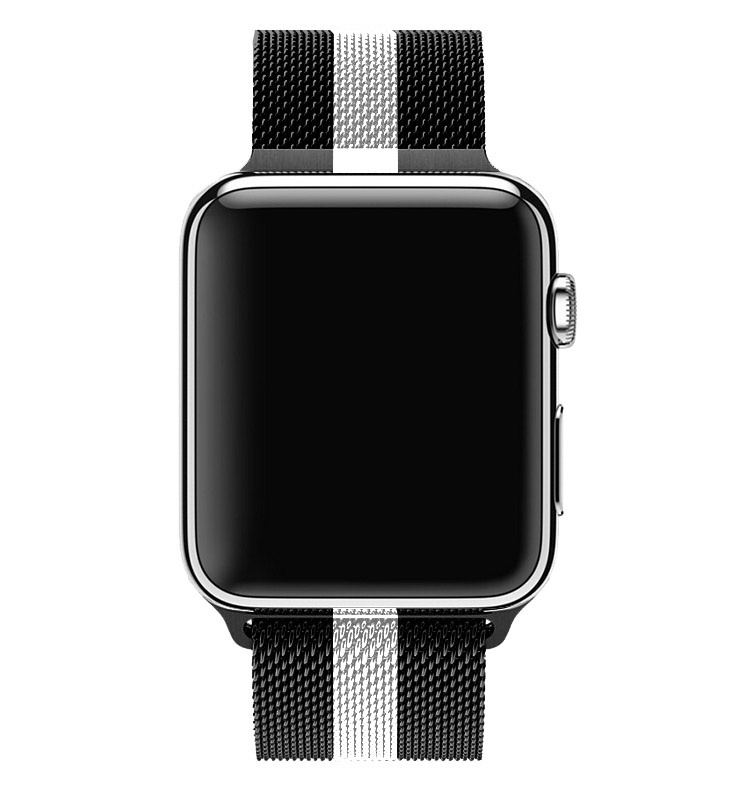 Apple Watch Milanaise Armband - schwarz-weiß gestreift