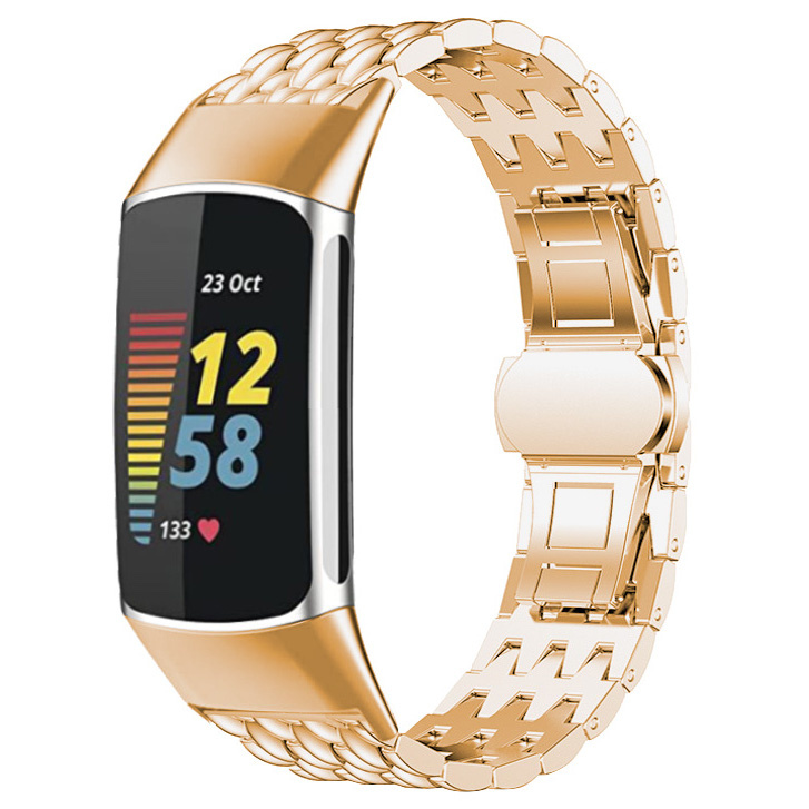 Fitbit Charge 5 stahl drache Gliederarmband - rose gold