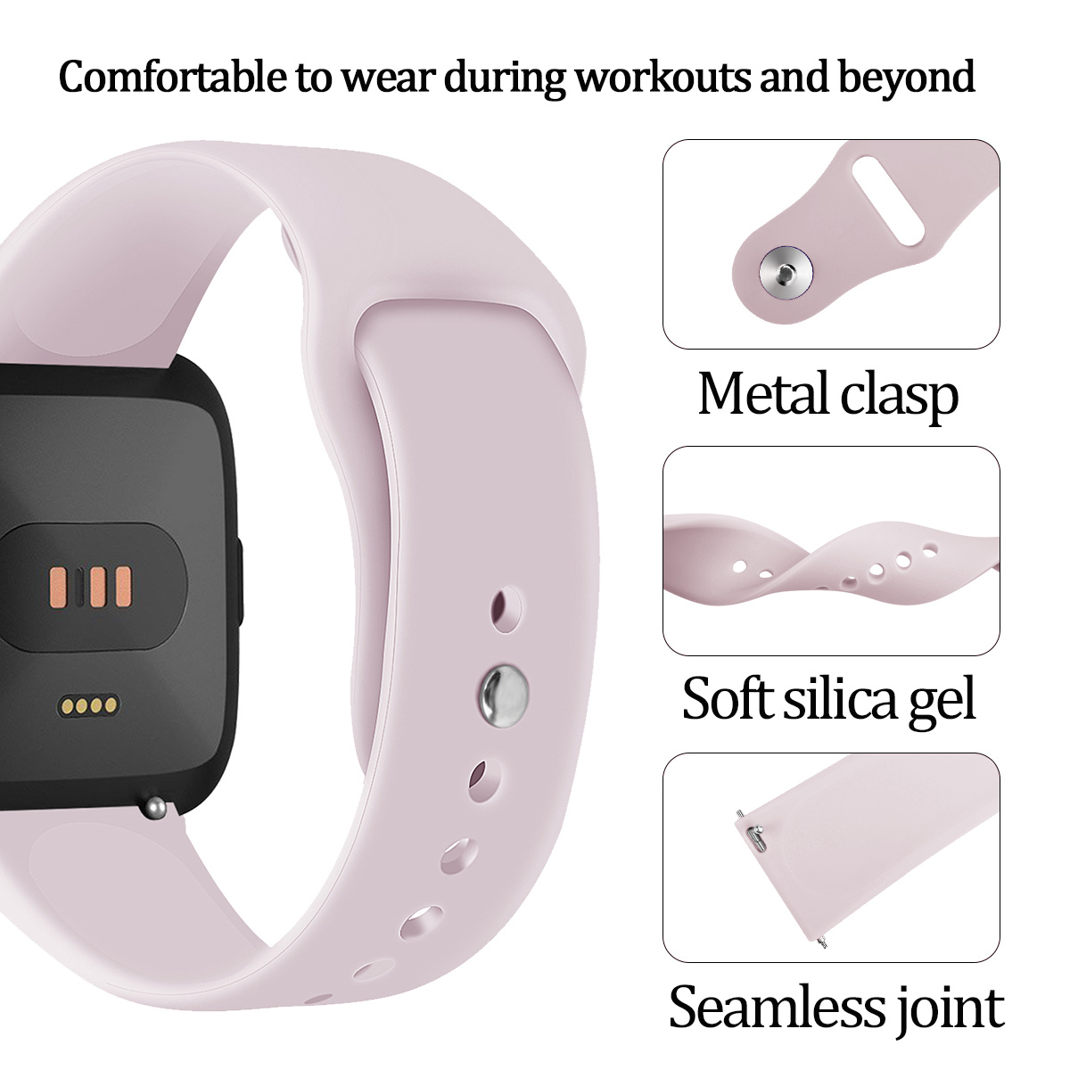 Fitbit Versa Silikon-Sportarmband - rosa Sand