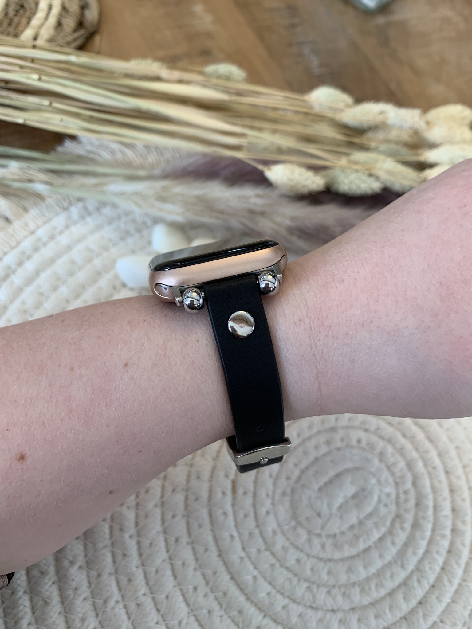 Apple Watch schlankes Lederarmband - schwarz