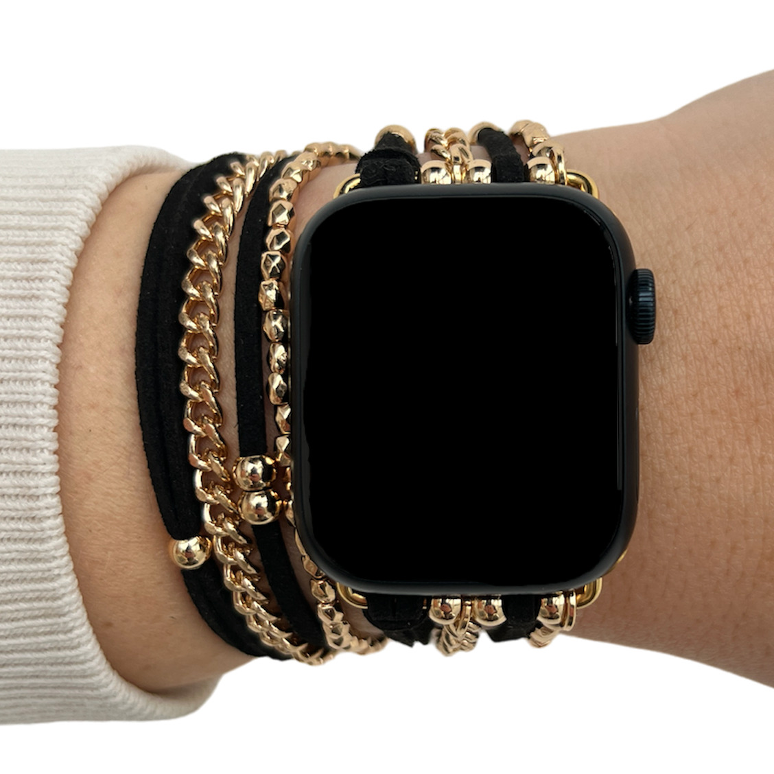 Apple Watch Schmuckarmband – Nancy schwarz gold 