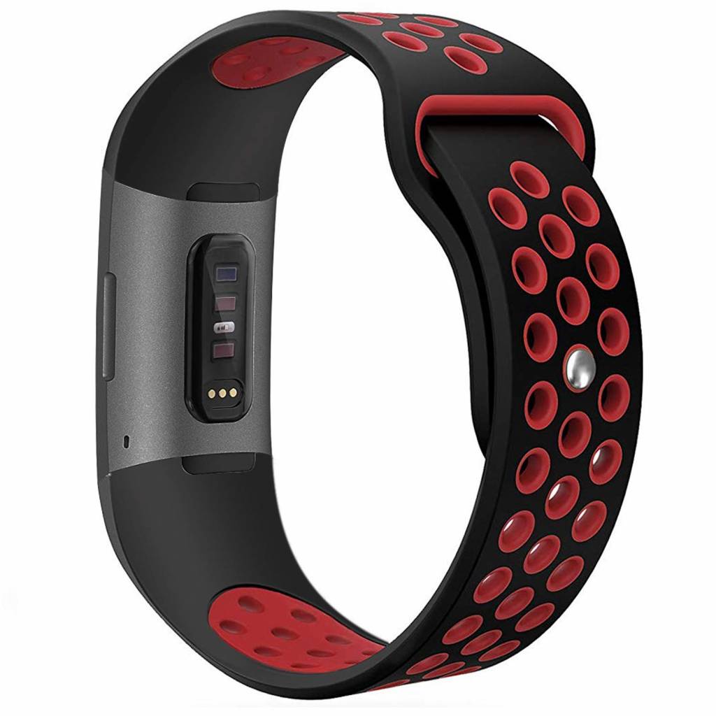 Fitbit Charge 3 & 4 Doppel Sportarmband - schwarz rot