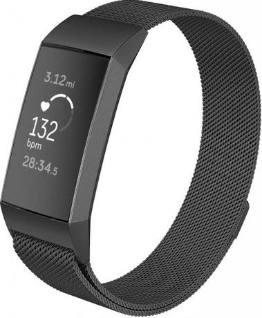 Fitbit Charge 3 & 4 Milanaise Armband - schwarz