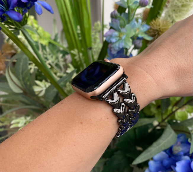 Apple Watch Herz-Stahlgliederarmband – schwarz