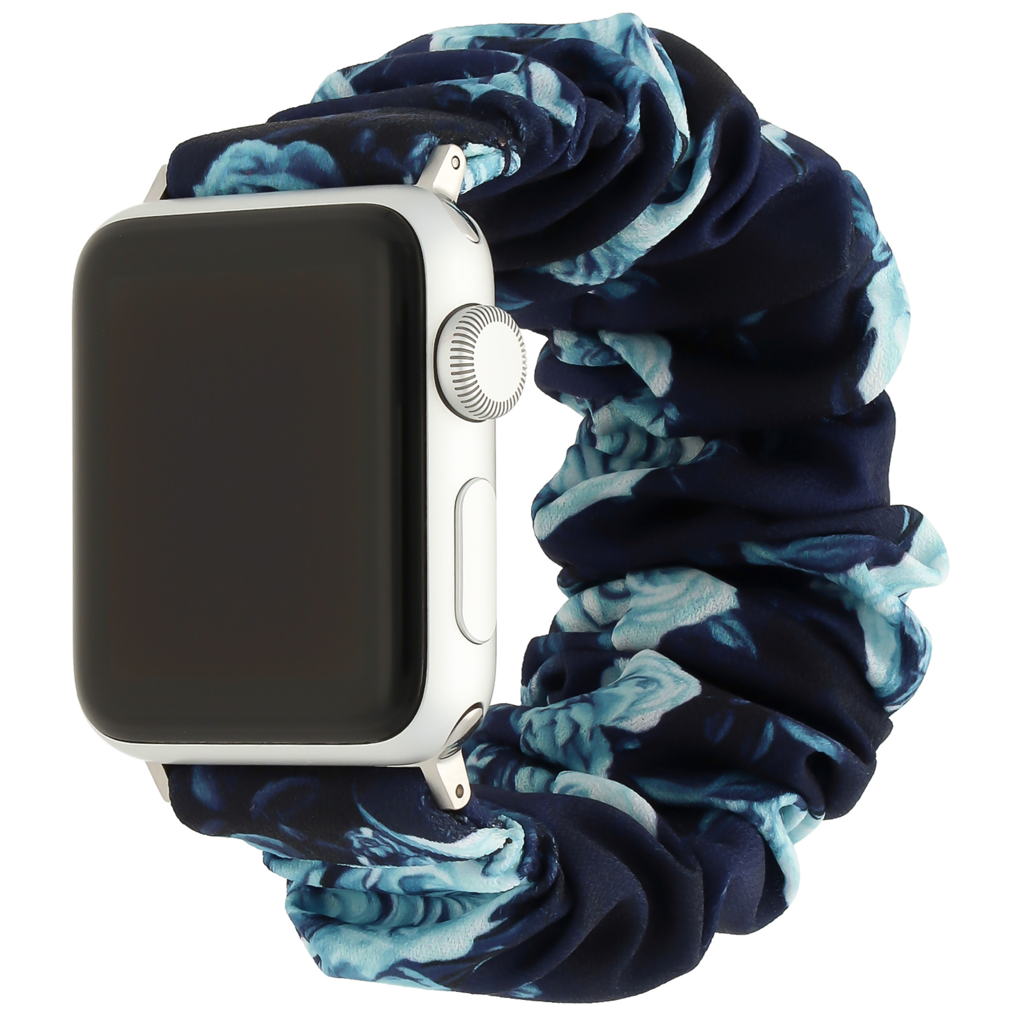 Apple Watch Nylon Scrunchie Armband - dunkelblaue Rosen