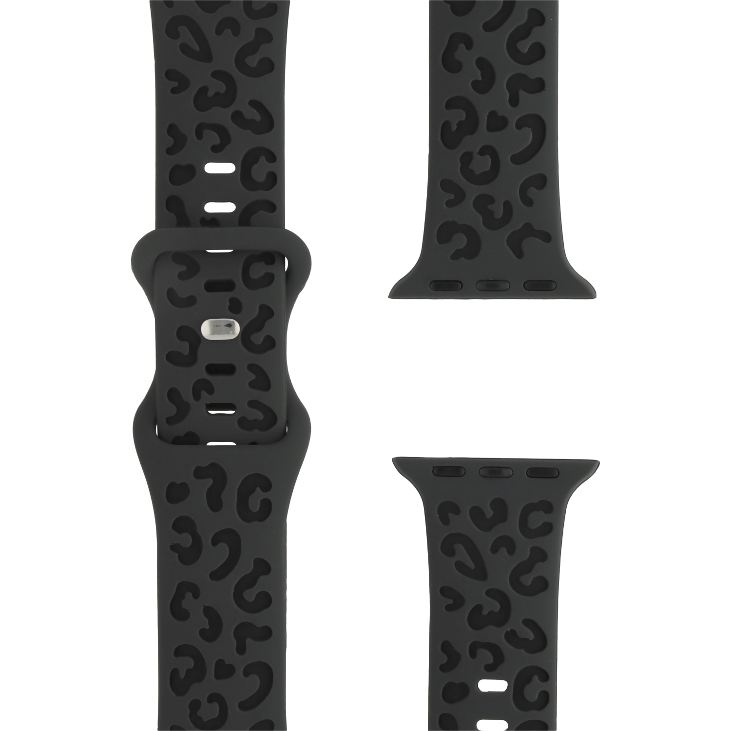 Apple Watch Silikon Leopard Wild Armband - Schwarz Tiefgrau