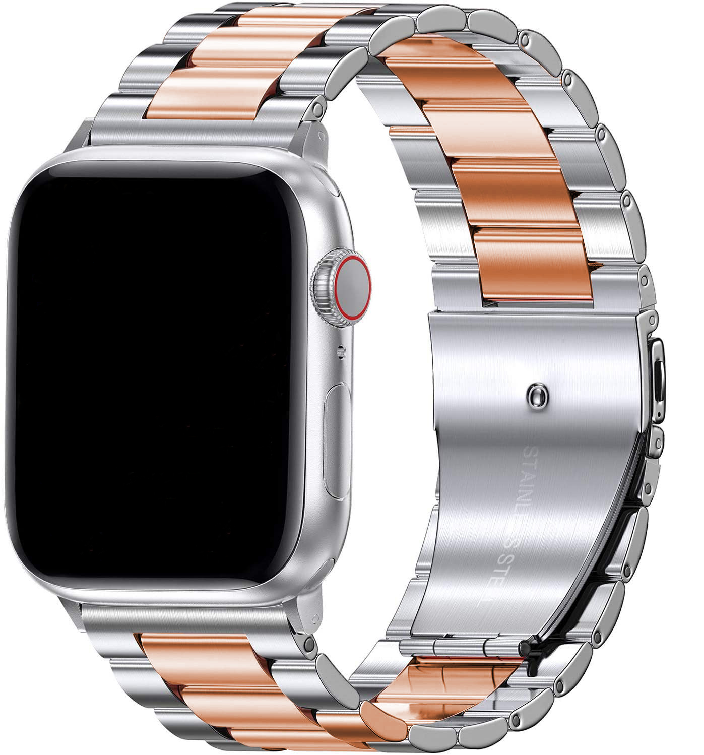 Apple Watch Perlen stahl Gliederarmband - Silber Roségold