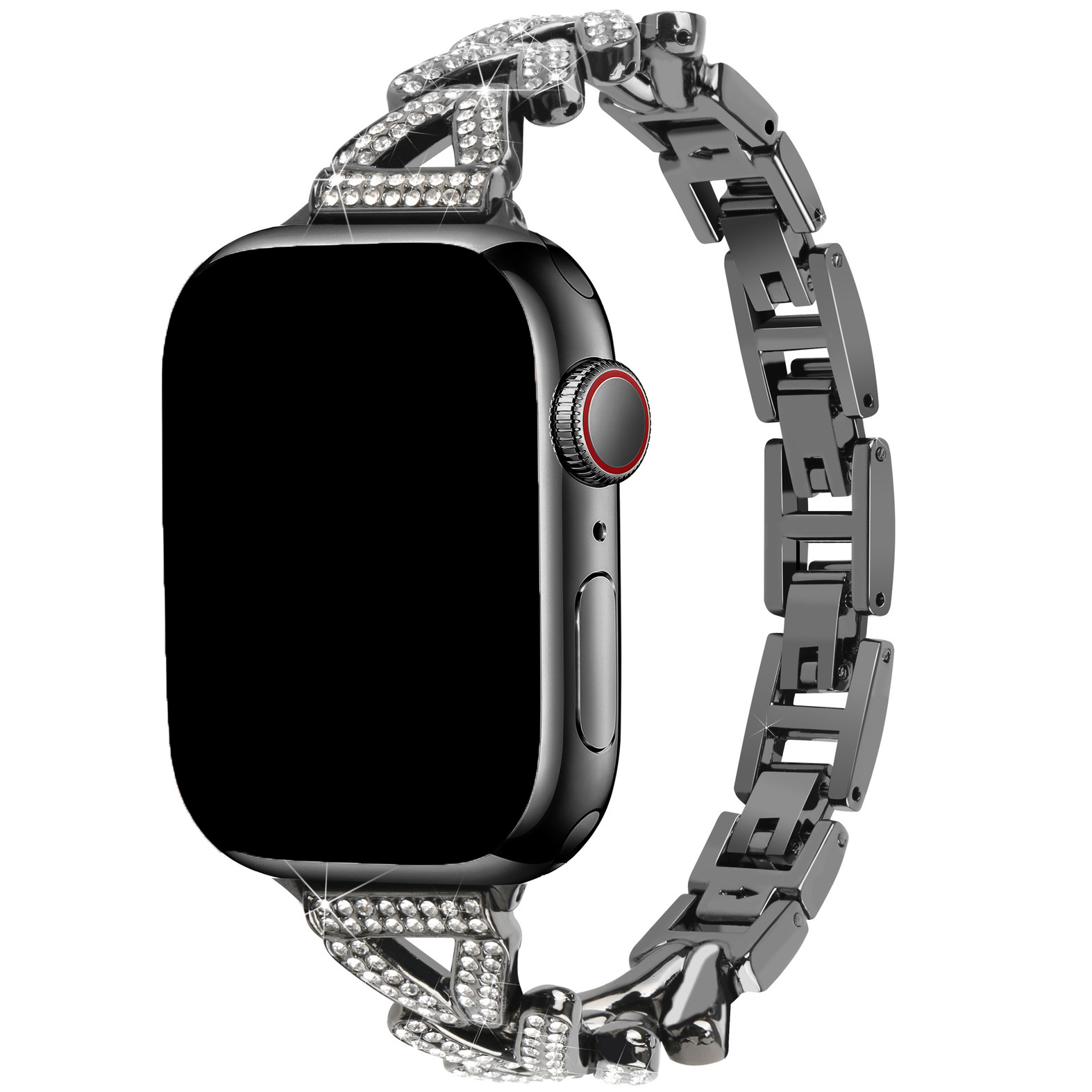 Apple Watch Herz-Stahlgliederarmband – Faye Schwarz