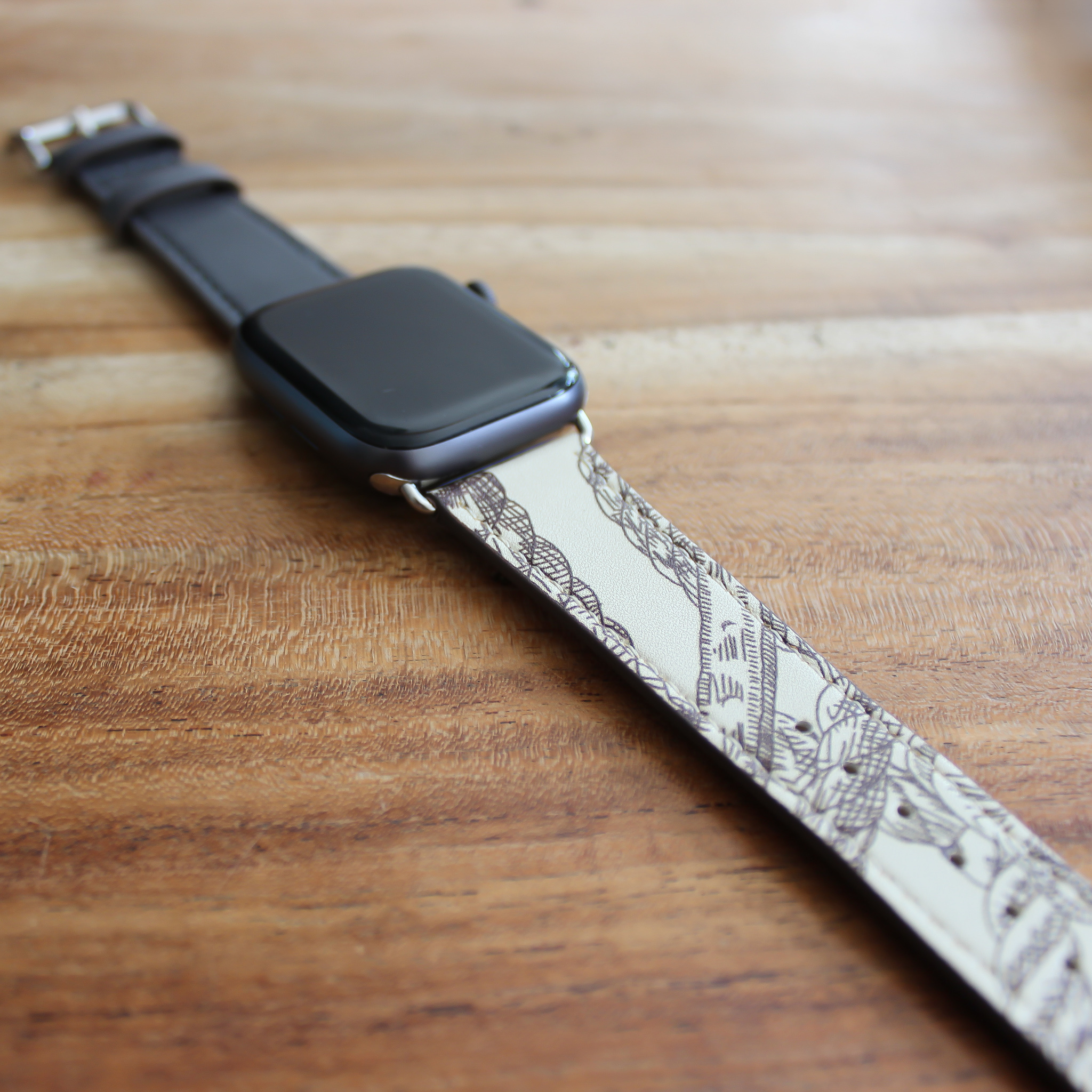 Apple Watch single tour Lederarmband - grau weiß
