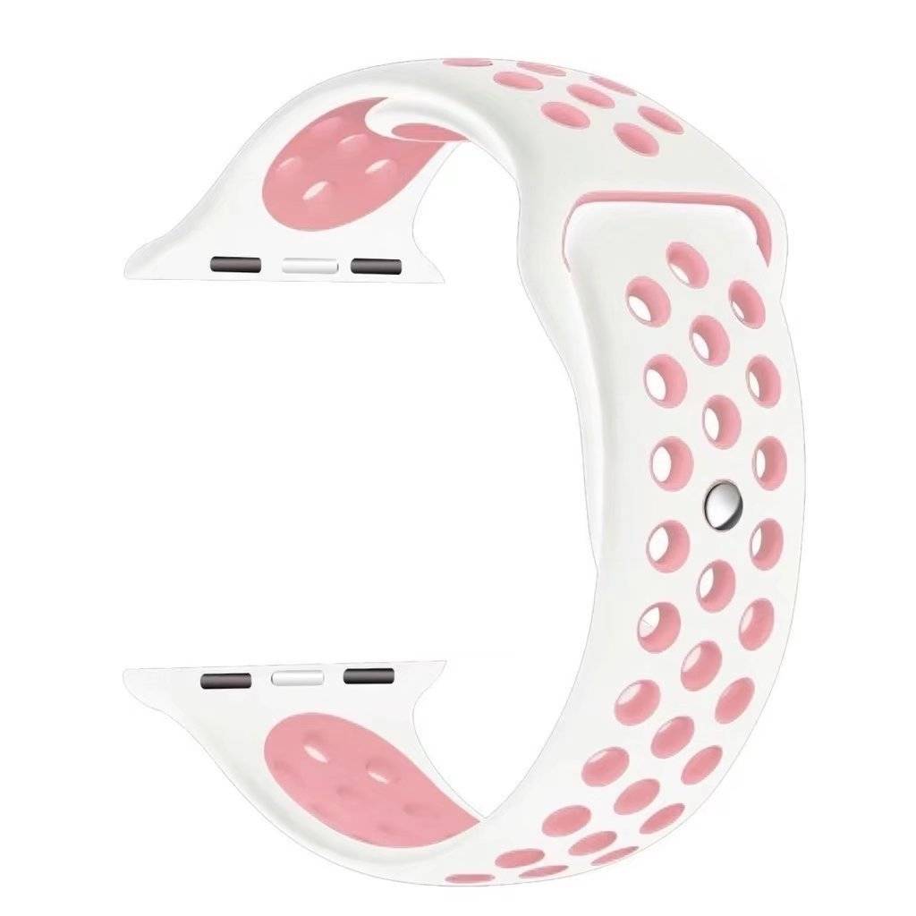 Apple Watch Doppel Sportarmband - weiß rosa