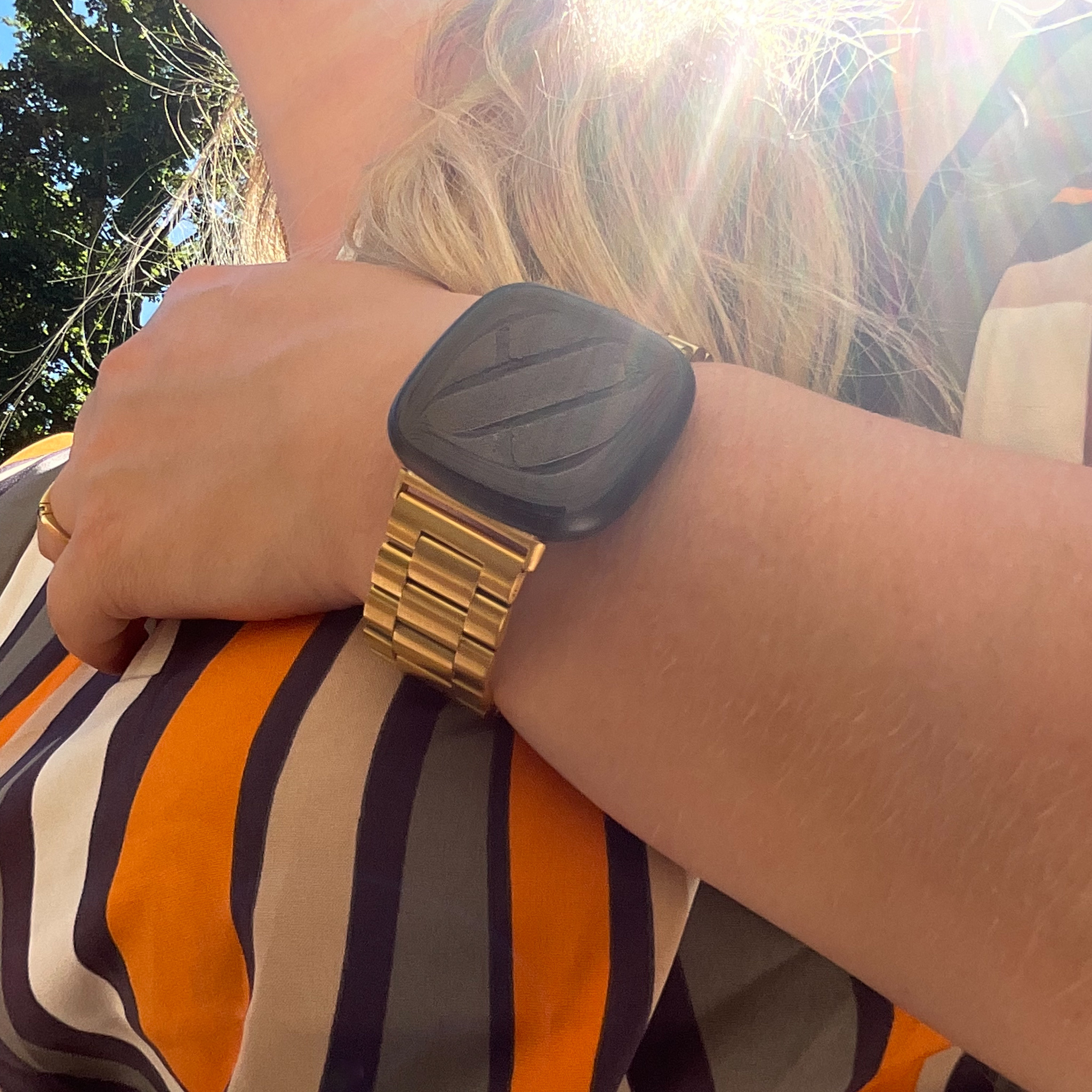 Fitbit Versa 3 / Sense Perlen stahl Gliederarmband - gold