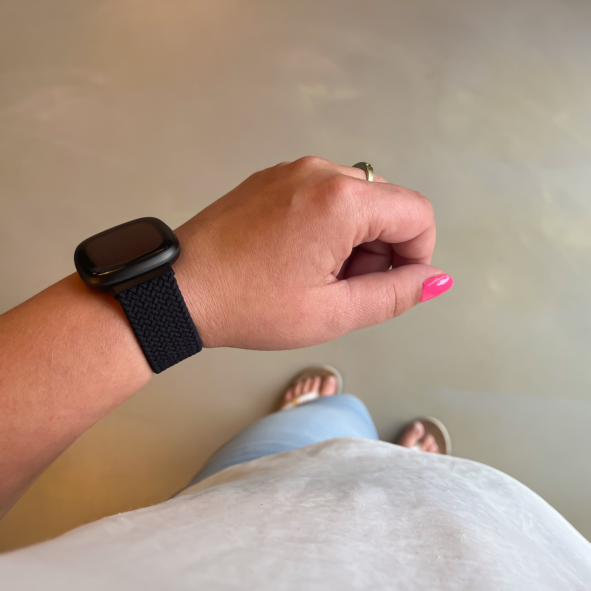 Fitbit Versa 3 / Sense Nylon Geflochtenes Solo Loop - schwarz