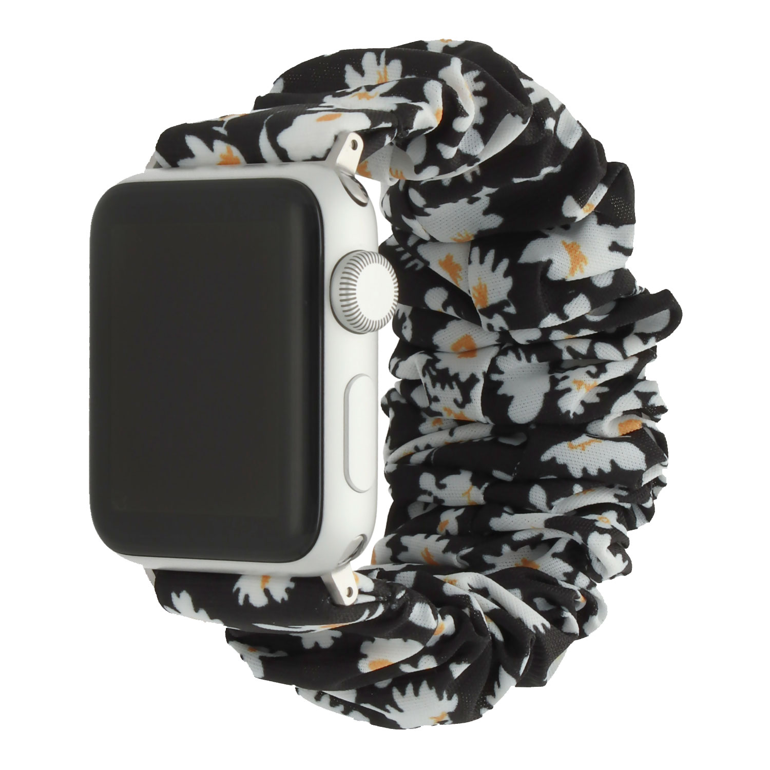  Apple Watch Nylon Scrunchie Armband - Blumen schwarz