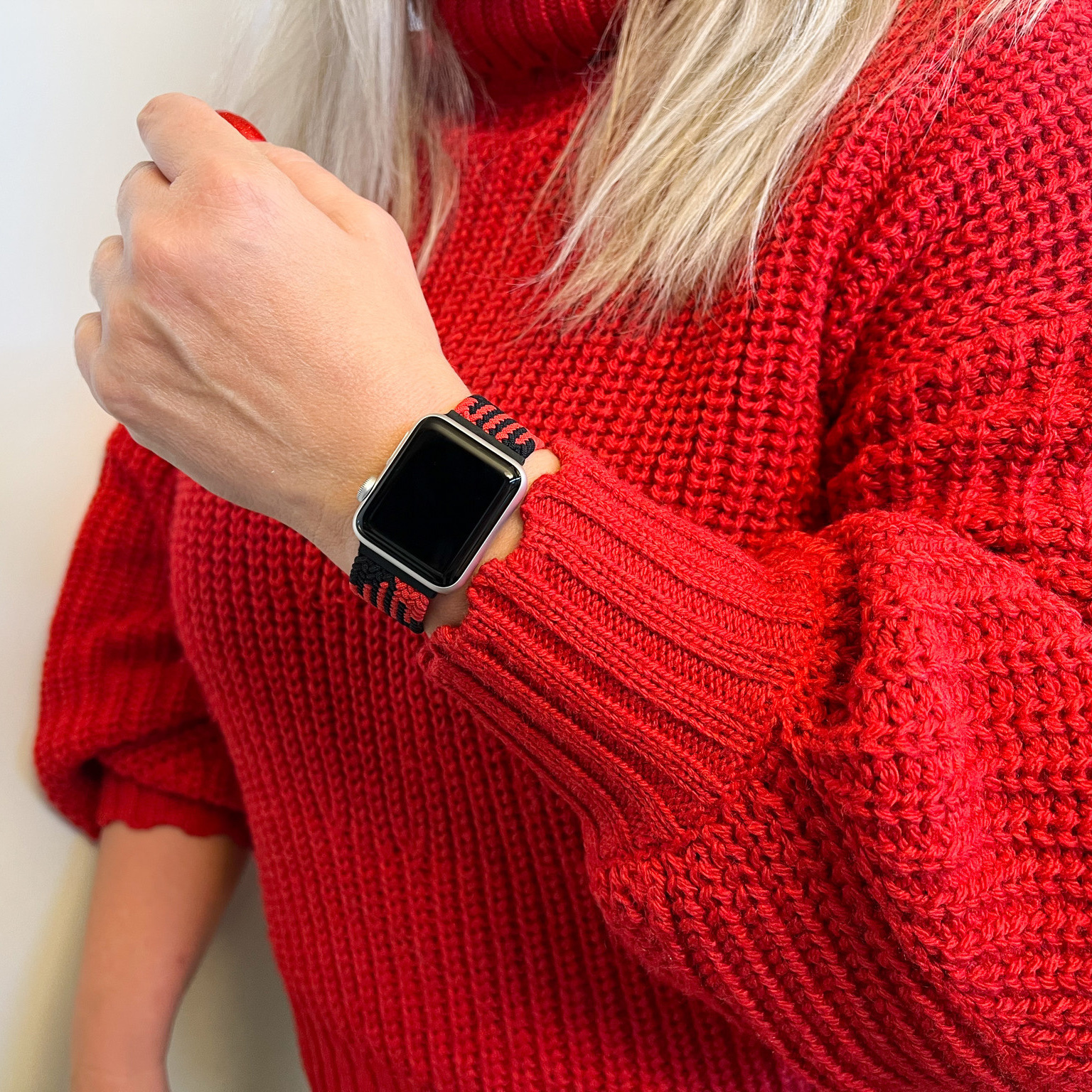 Apple Watch Nylon Geflochtenes Solo Loop - rot schwarz