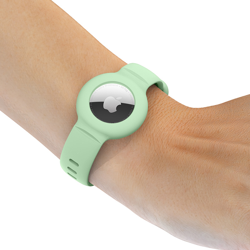 Apple AirTag Kinder Silikon Armband + Anhänger Grün