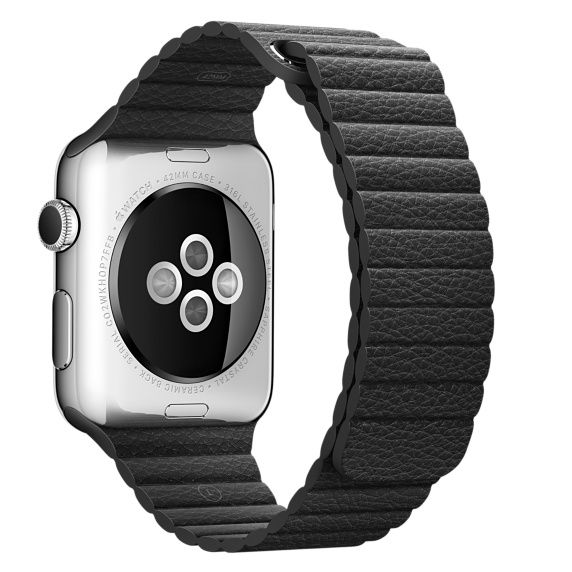 Apple Watch gerippter Lederarmband - schwarz