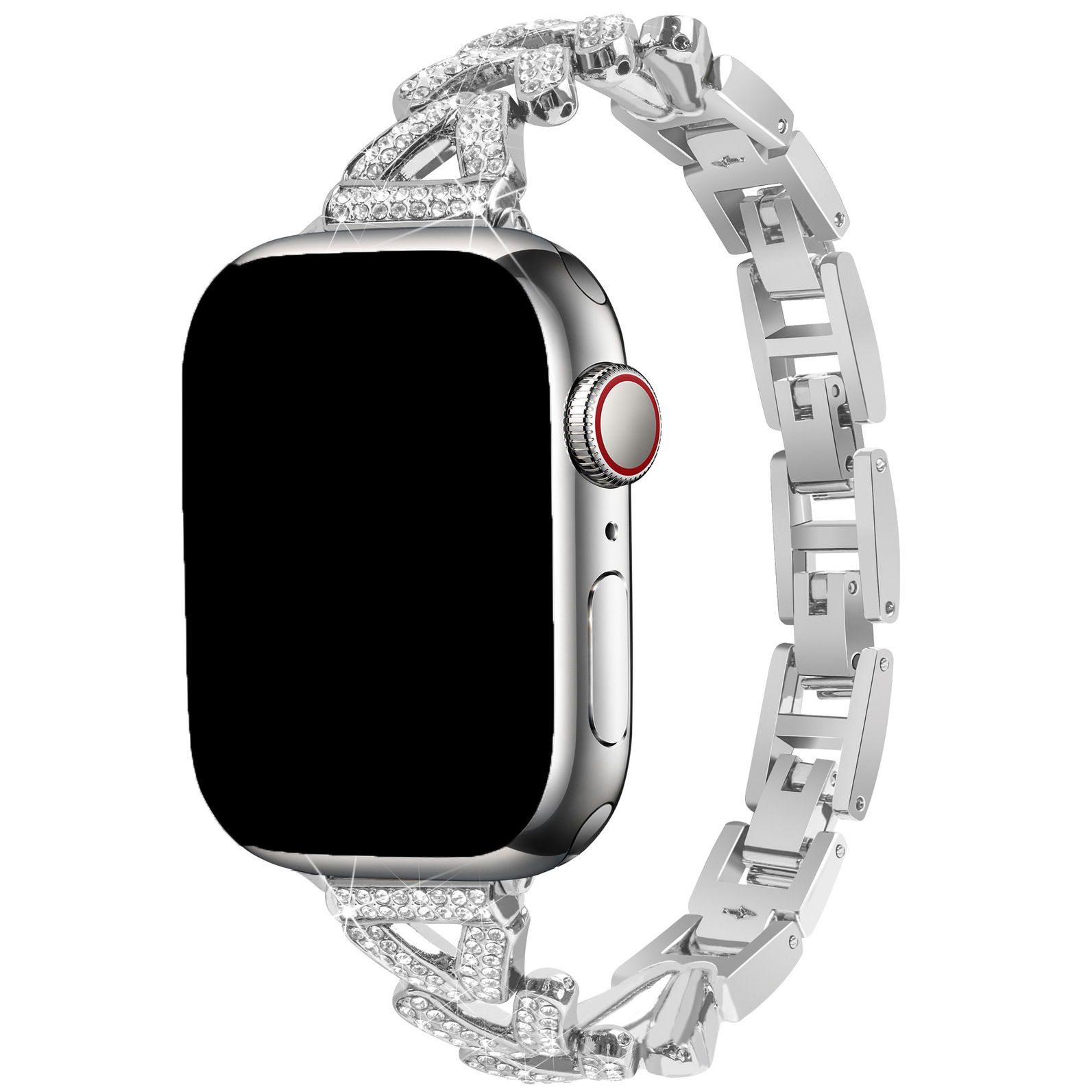 Apple Watch Herz-Stahlgliederarmband – Faye Silber
