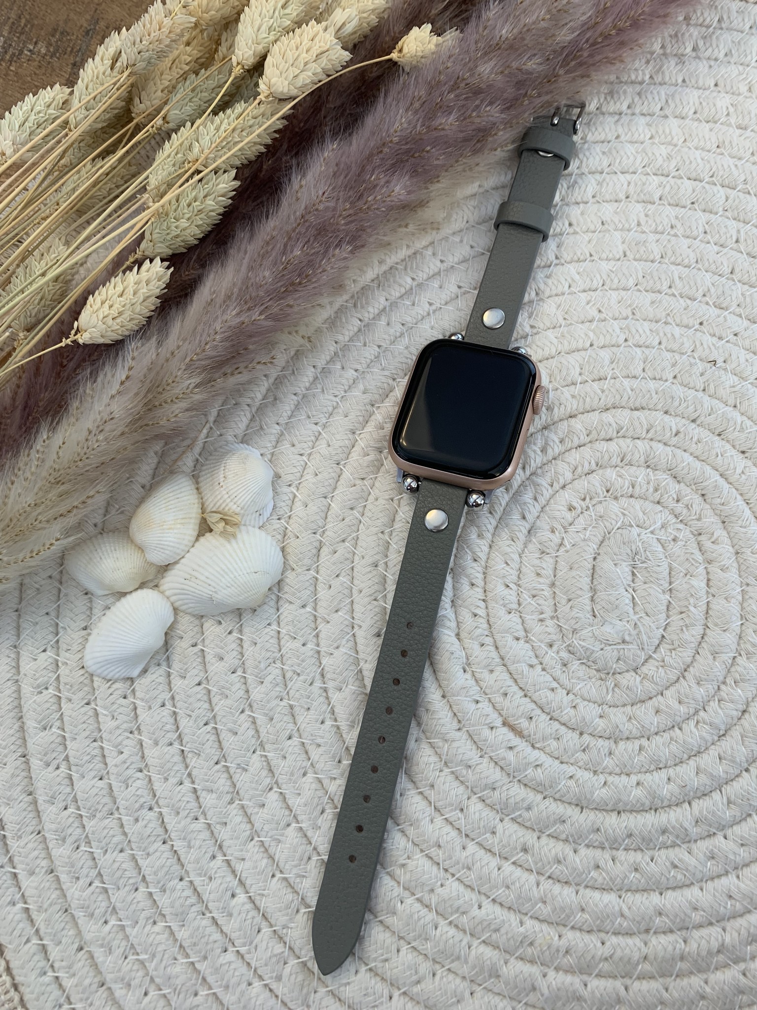 Apple Watch schlankes Lederarmband - grau