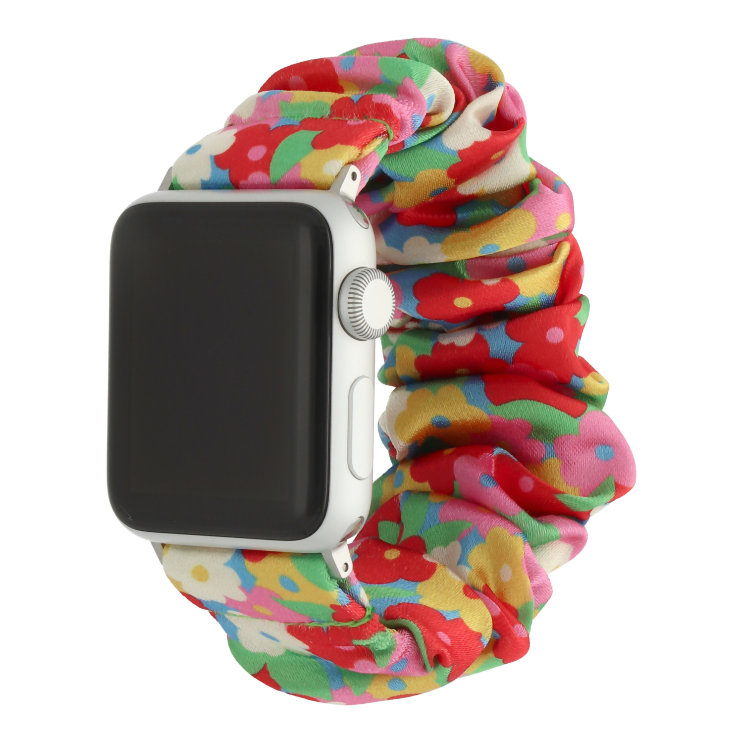  Apple Watch Nylon Scrunchie Armband - Blumen regenbogen