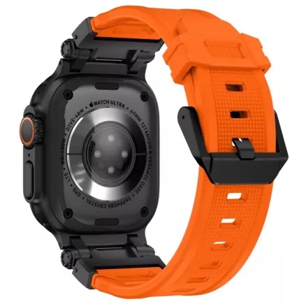 Apple Watch Robustes Silikonarmband Robust - Orange Schwarz