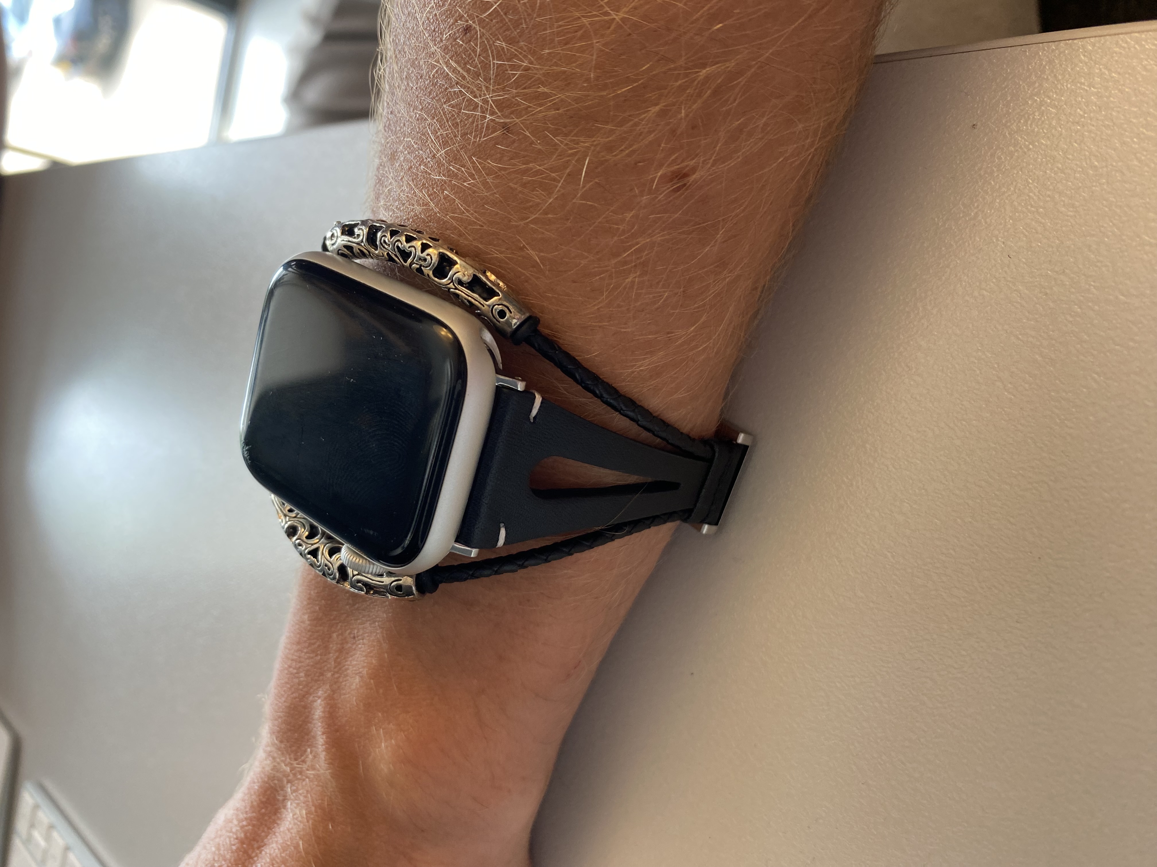 Apple Watch schmuck robust Lederarmband - schwarz