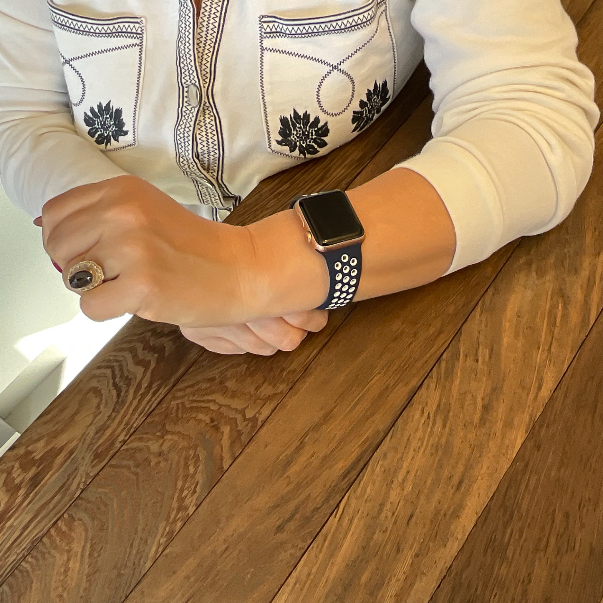 Apple Watch Doppel Sportarmband - blau und weiß