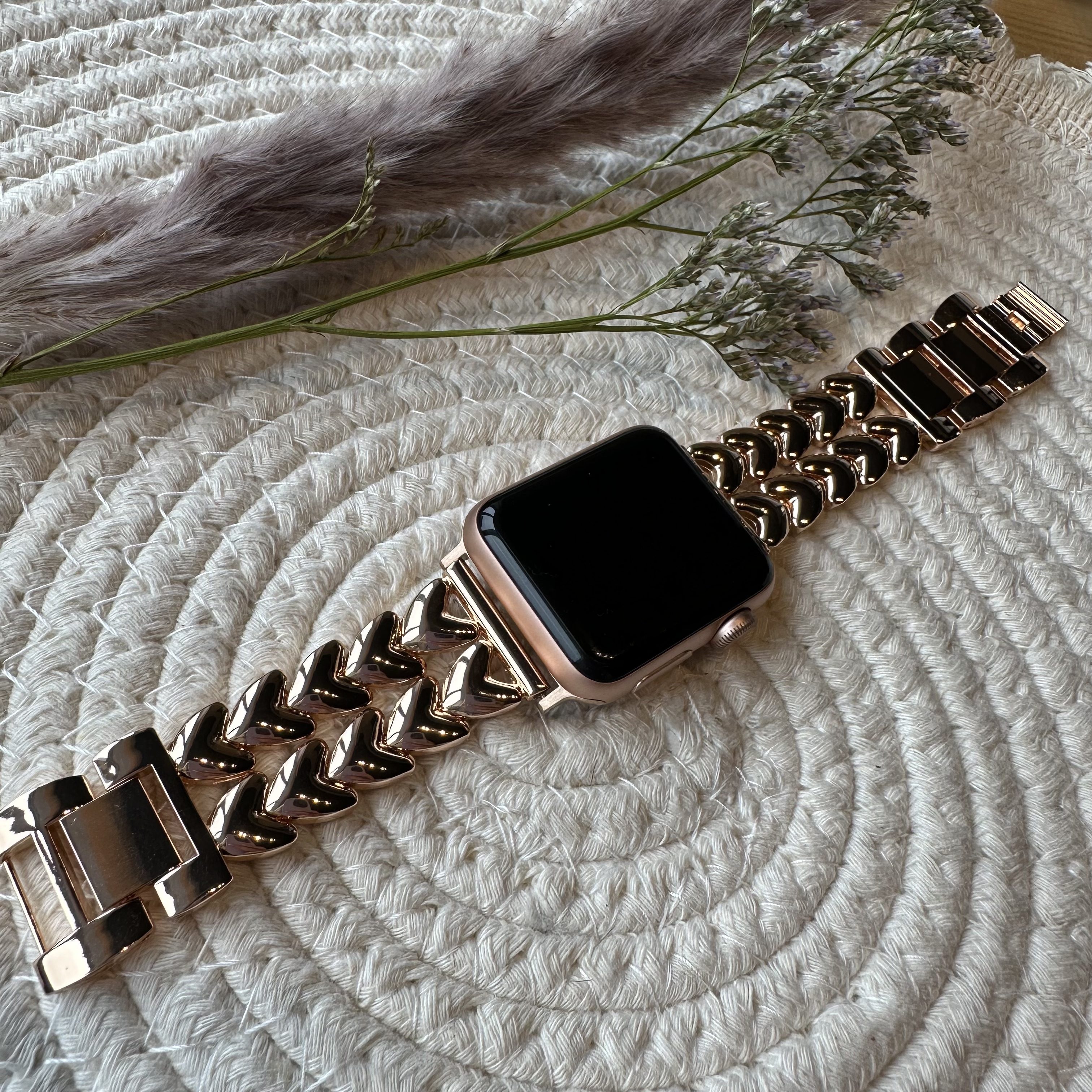 Apple Watch Herz-Stahlgliederarmband – roségold