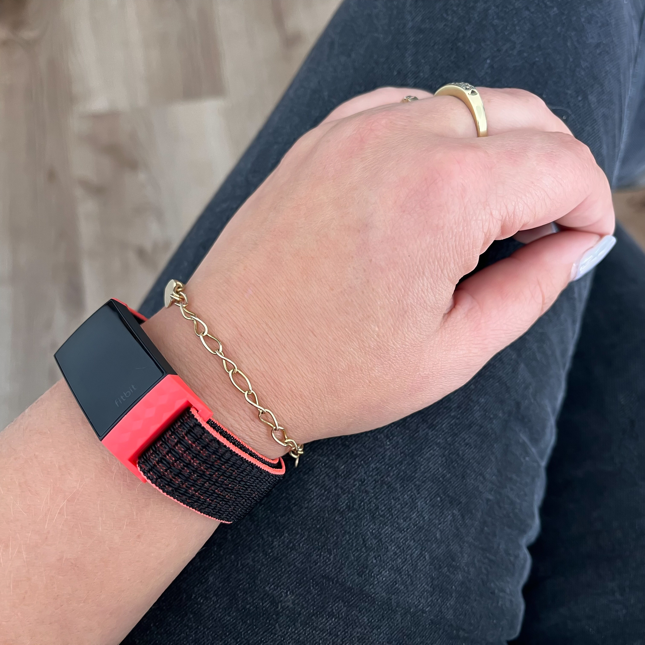 Fitbit Charge 3 & 4 Nylon Armband - rosa schwarz