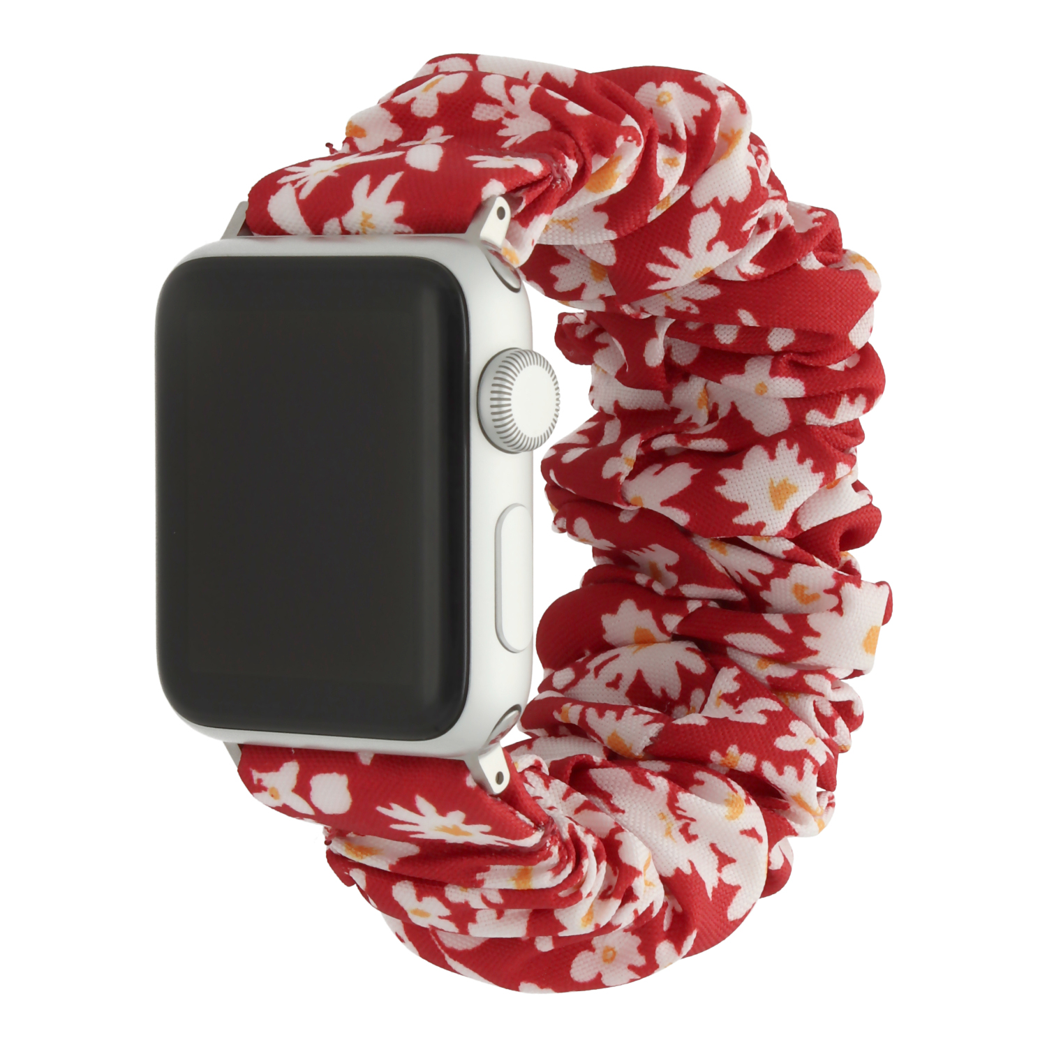  Apple Watch Nylon Scrunchie Armband - Blumen rot