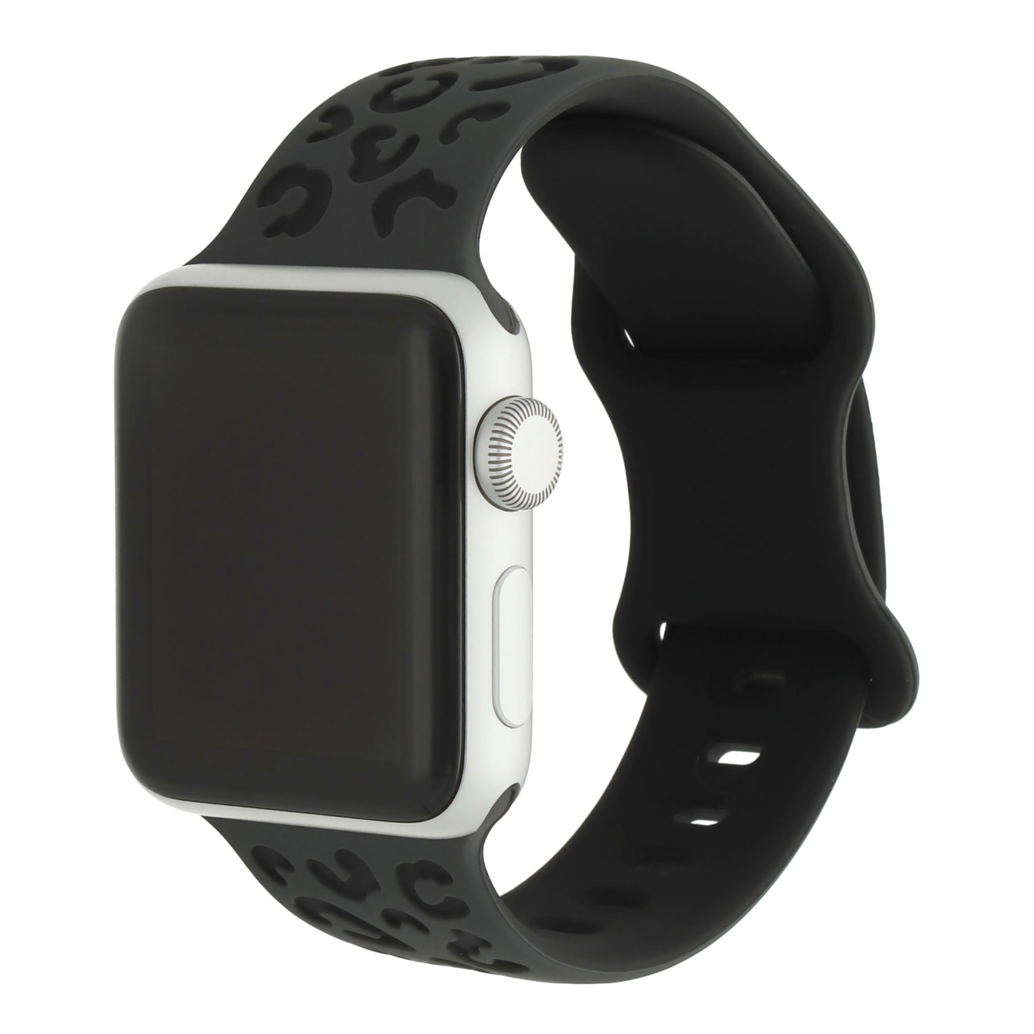 Apple Watch Silikon Leopard Wild Armband - Schwarz Tiefgrau