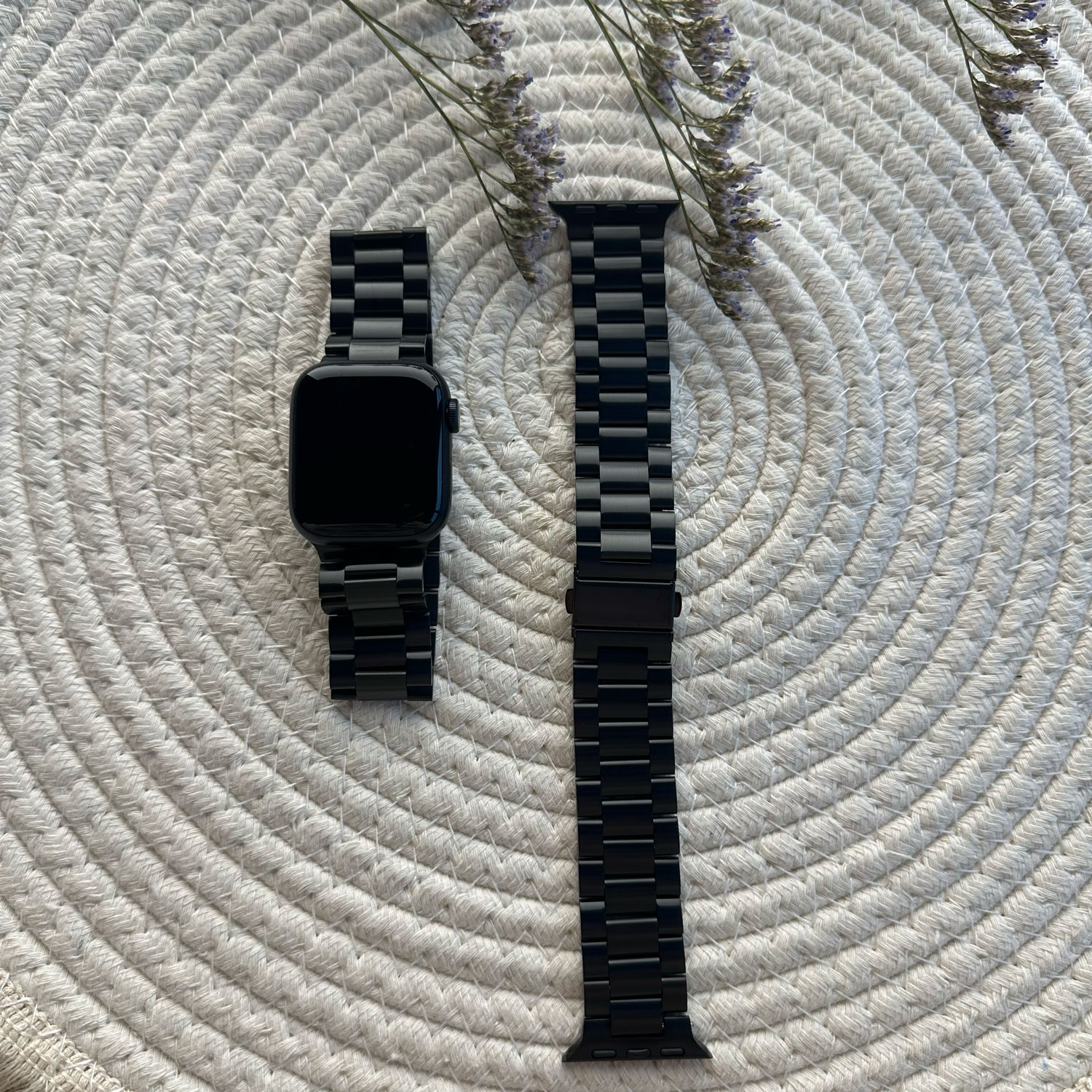 Apple Watch Perlen stahl Gliederarmband - schwarz